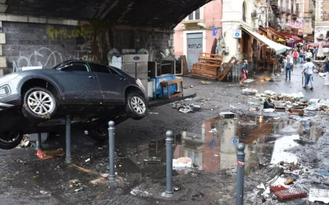 Woman Risks Her Own Life Courageously Rescuing a Man Swept Away by Tropical Cyclone Floodwaters in Catania, Sicily